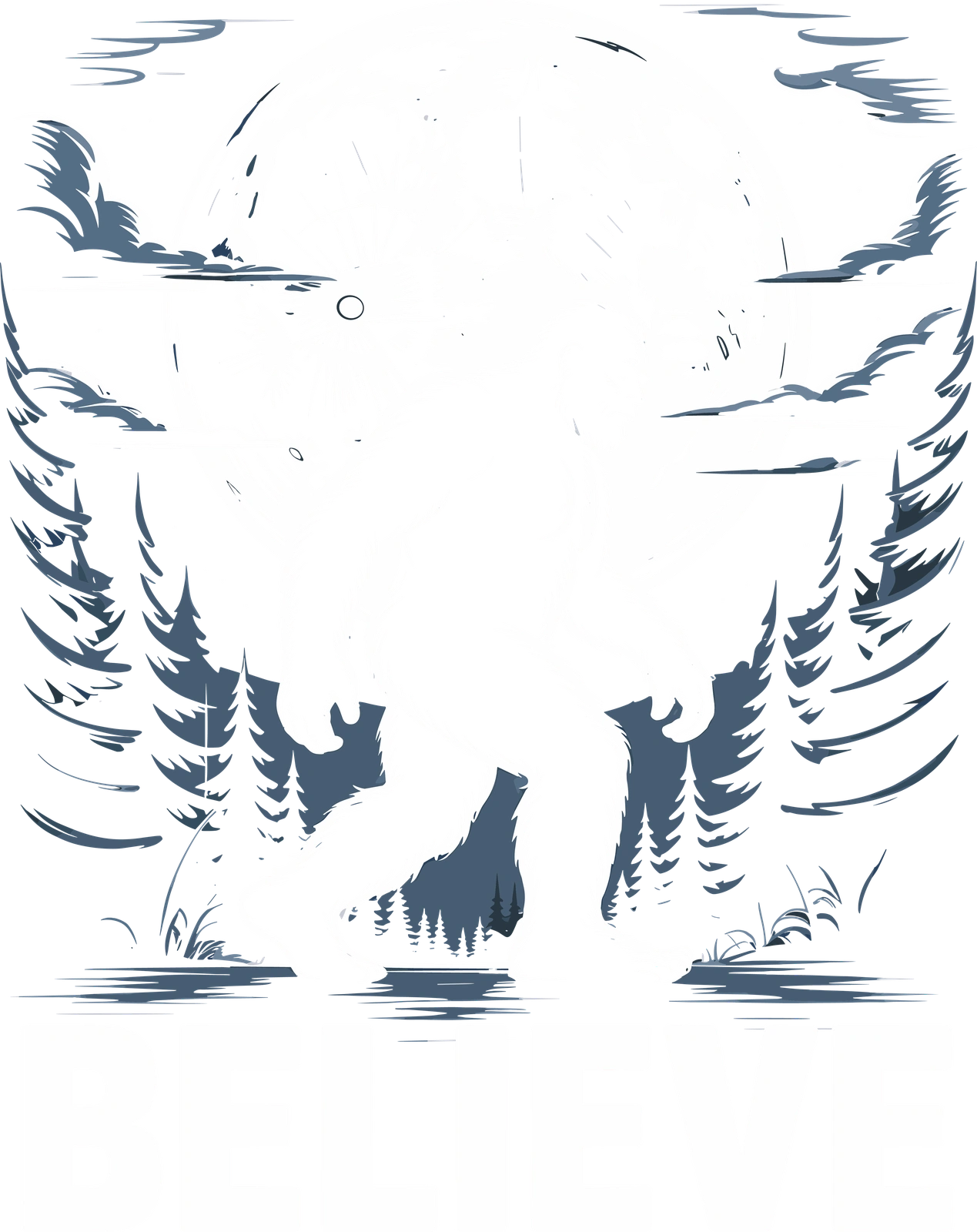 Believe ~ Bigfoot Moon Graphic artwork