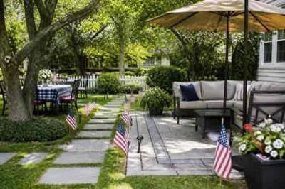 Safe shaded Memorial Day backyard gathering setup