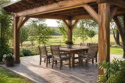 Pergola sized around outdoor dining seating