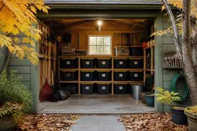Organized outdoor storage before fall