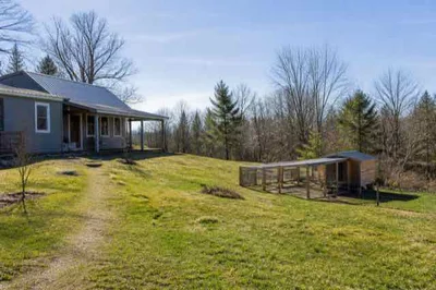 Elevated dry chicken coop location on a rural property