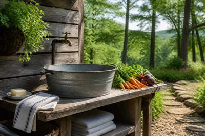 How to make an outdoor wash station from a few basic materials