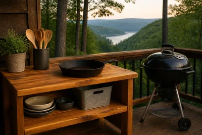 A practical way to organize a small outdoor cooking area