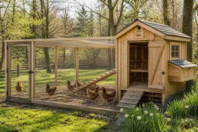 Chicken coop and run with room for a small flock