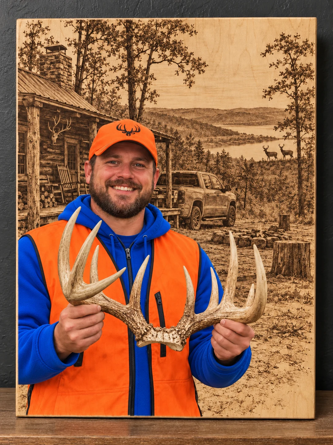 Deer camp memories mixed media concept sample, 12 × 16 · Portrait · Deluxe
