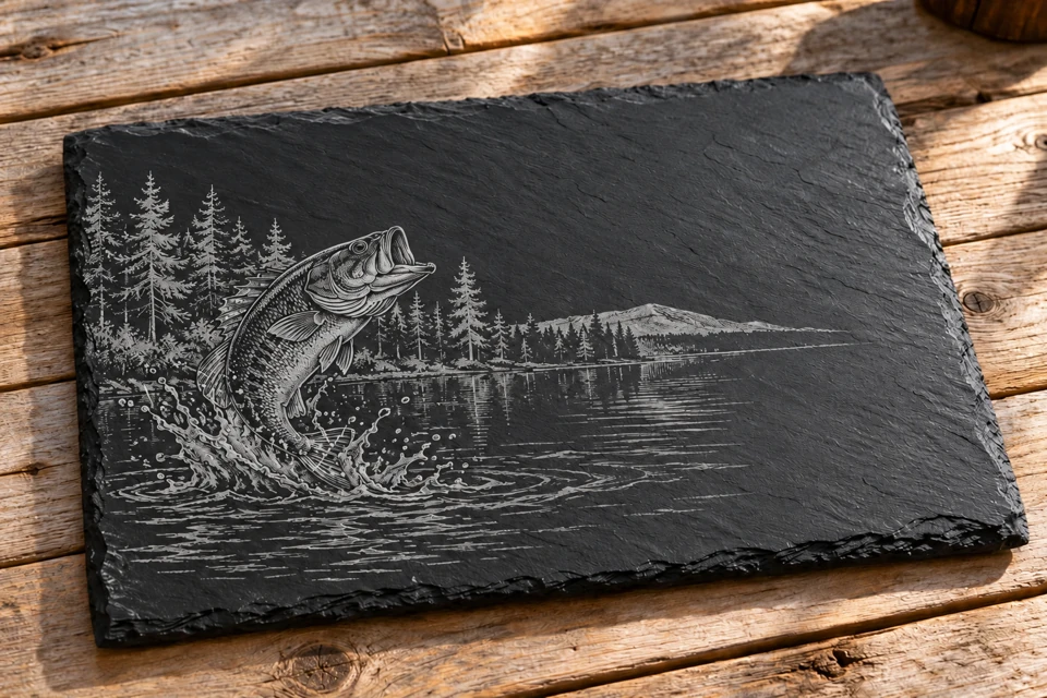 Slate serving board — laser engraving example