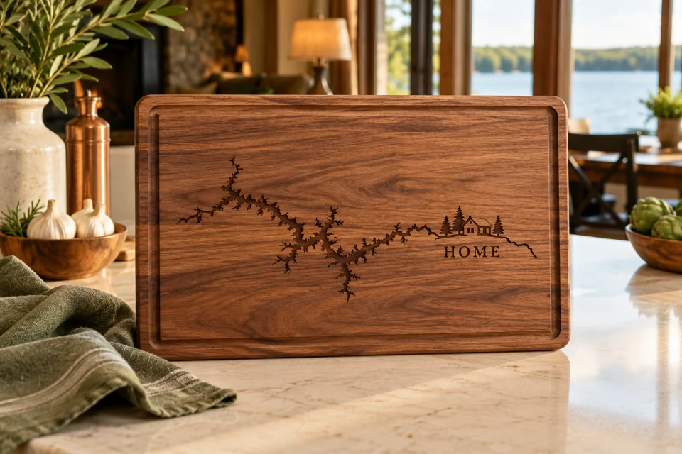 Walnut home-themed cutting-board gift
