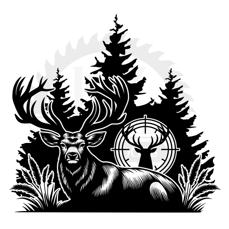 Whitetail Scope Woods Crest SVG design