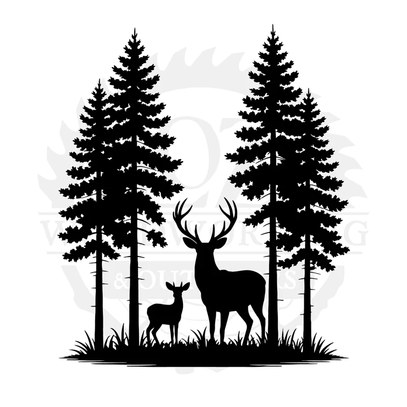 Doe and Buck Forest SVG design