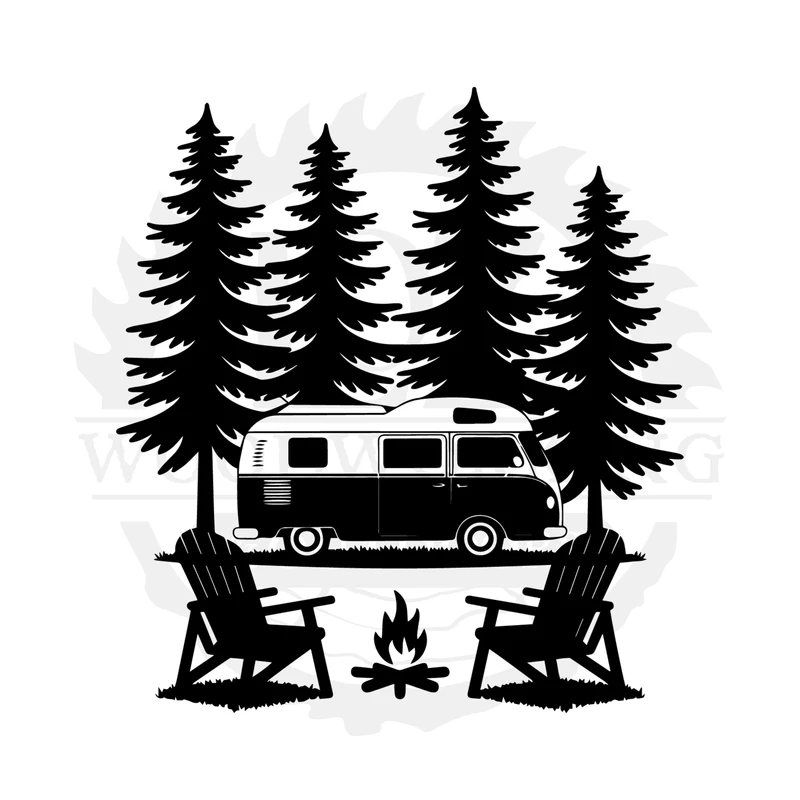 Camper and Campfire SVG design