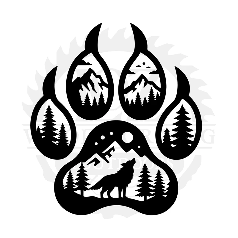 Wolf Pawscape SVG design