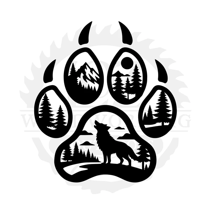 Howling Wolf Pawscape SVG design