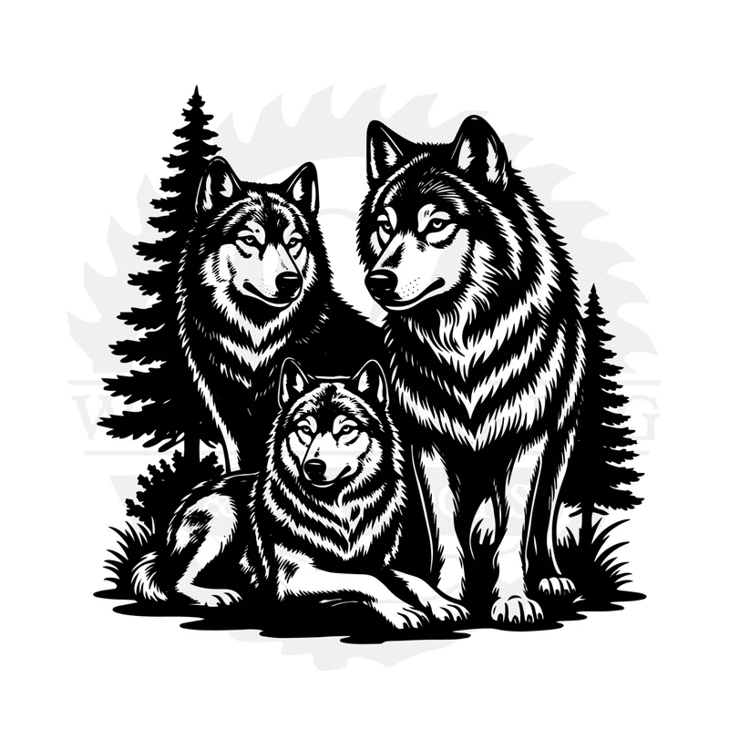 Wolf Pack Portrait SVG design