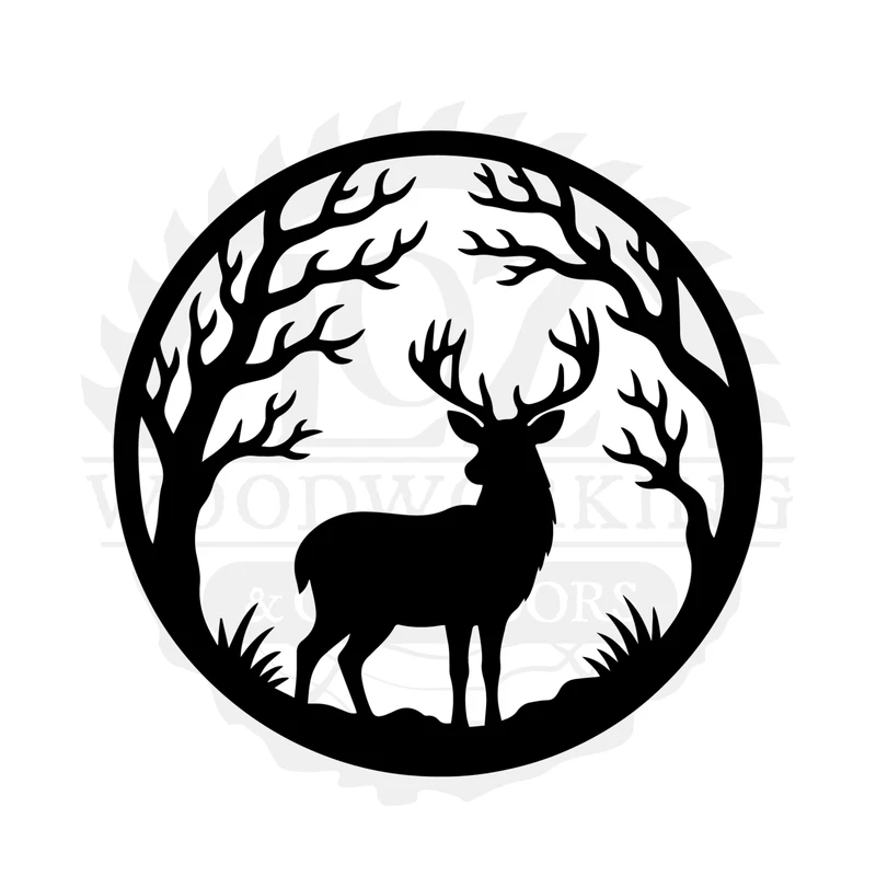 Whitetail Woodland Circle SVG design