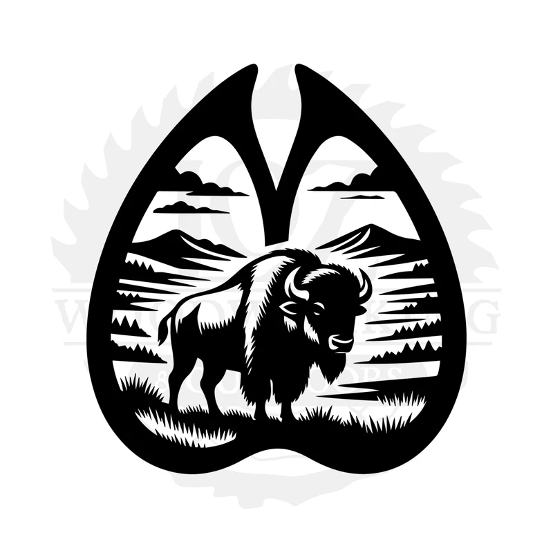Bison Mountain Landscape SVG design