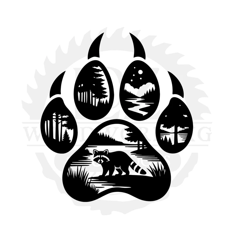 Raccoon Trail Pawscape SVG design