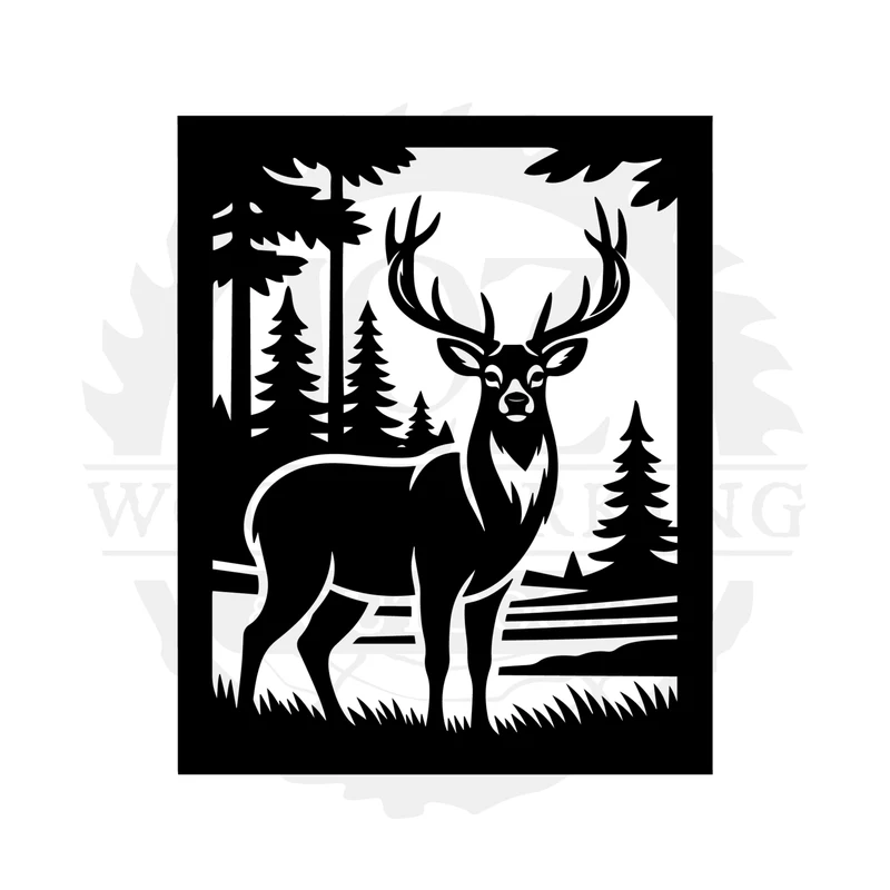 Framed Whitetail Forest SVG design