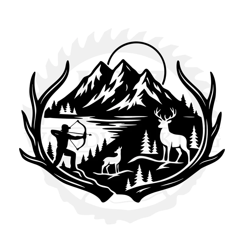 Antlered Lake Escape SVG design