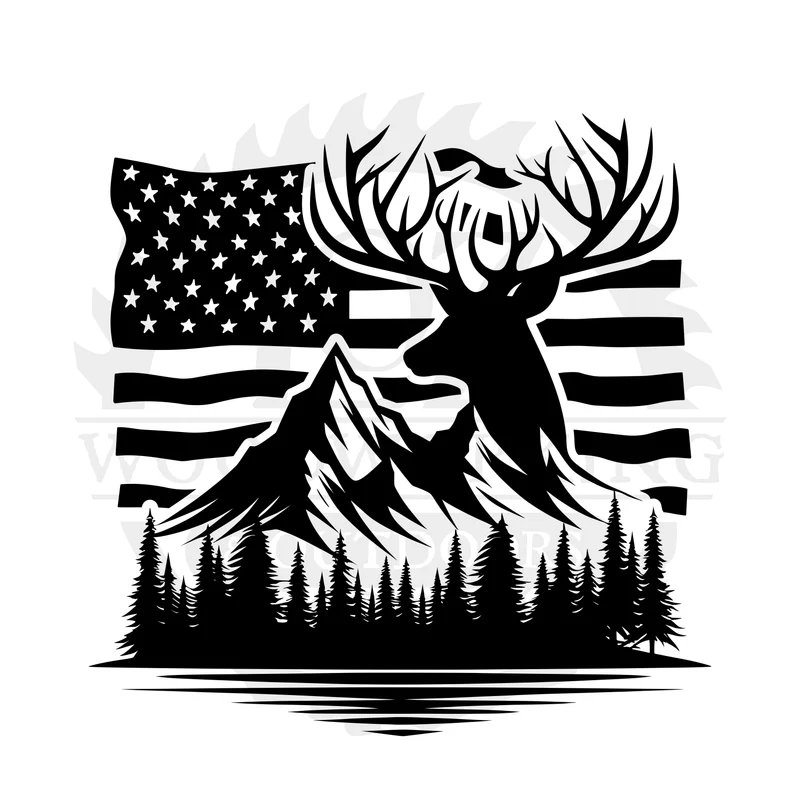 Patriotic Whitetail Ridge SVG design
