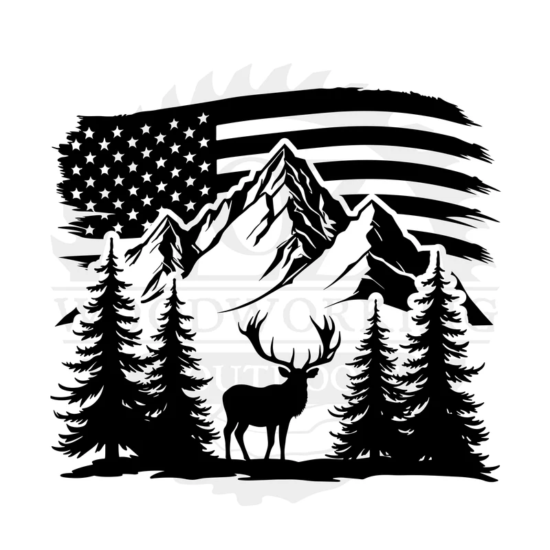 Flag Country Deer Scene SVG design