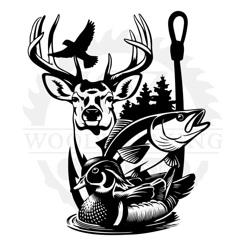 Deer and Bass Camp SVG design