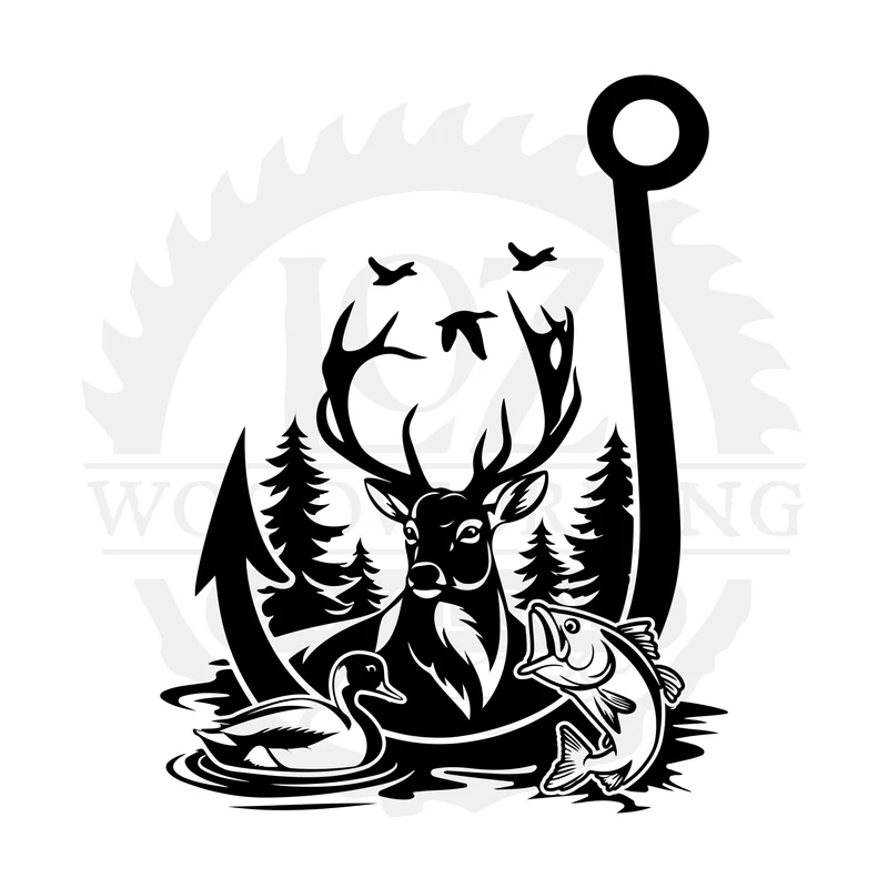 Whitetail Hook and Bass SVG design
