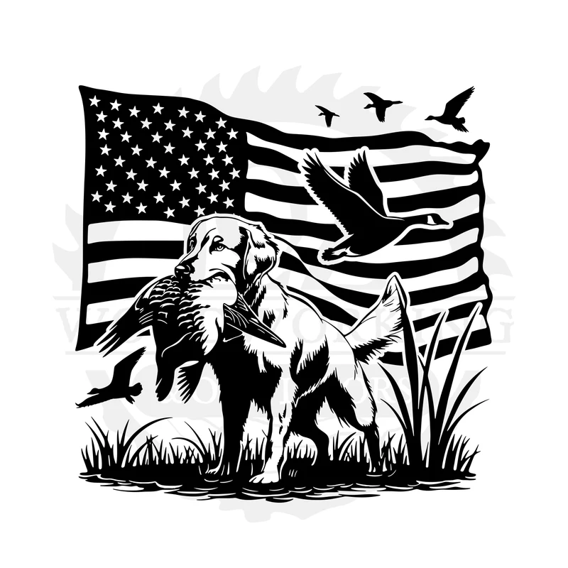 Patriot Retriever and Ducks SVG design
