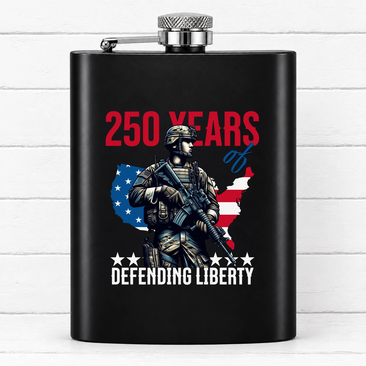250 Years – Defending Liberty — Black Hip Flask