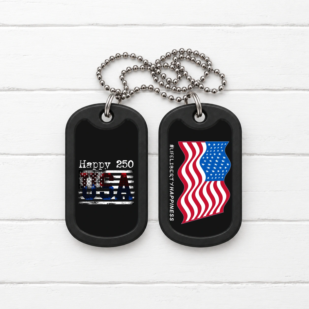Happy 250 – USA Gradient Flag — Dog Tag Set