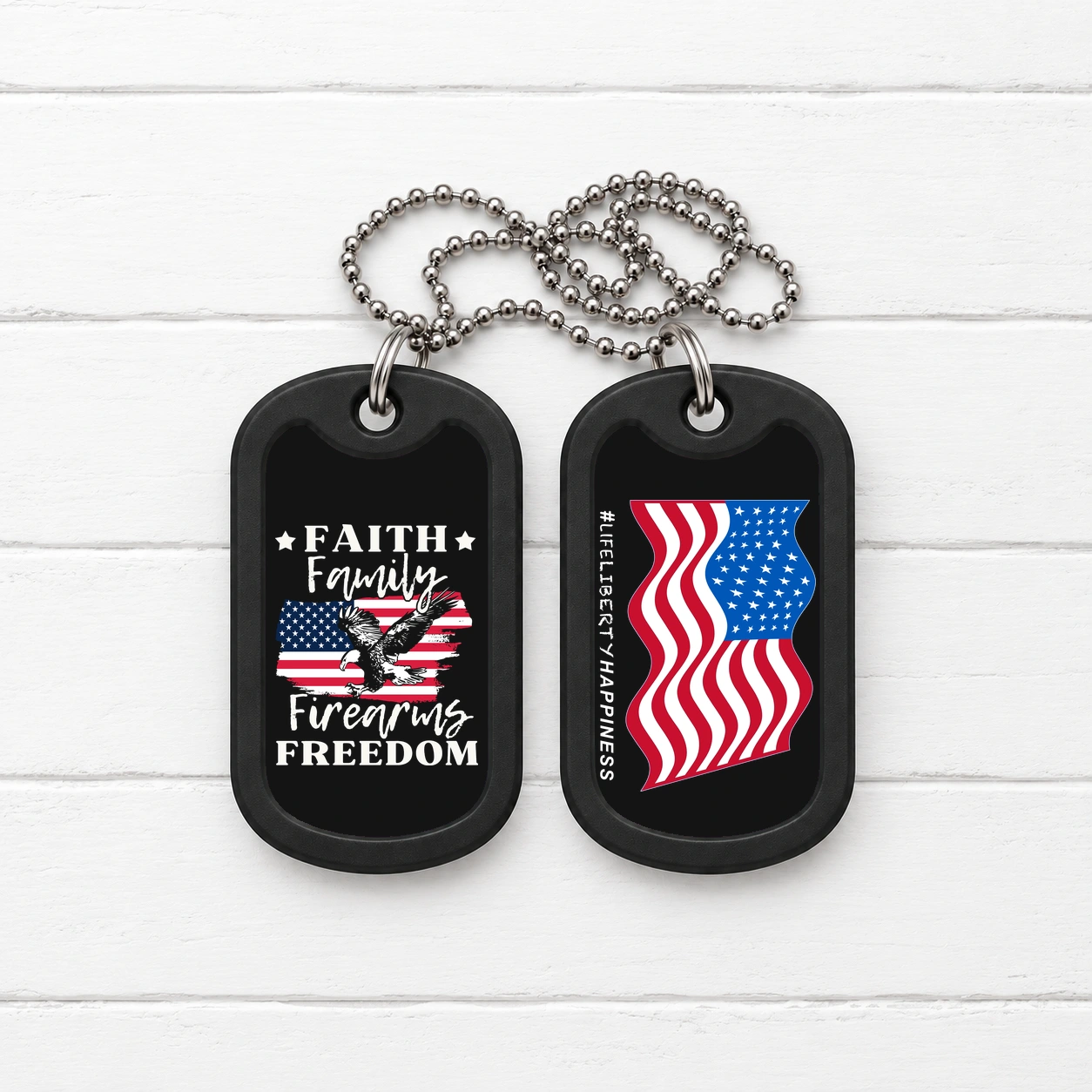 Faith Family Freedom – USA Eagle Graphic — Dog Tag Set