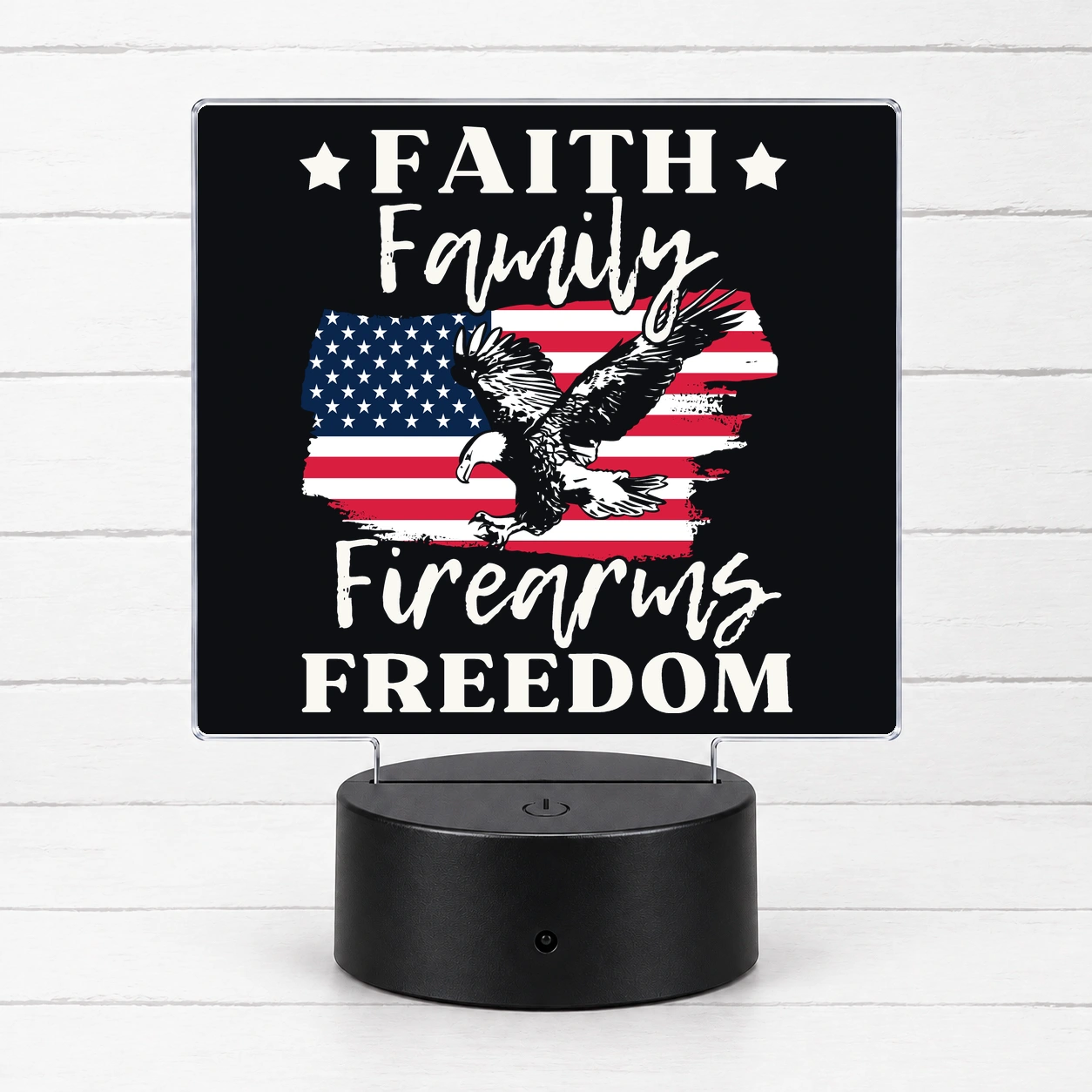 Faith Family Freedom – USA Eagle Graphic — LED Acrylic Light