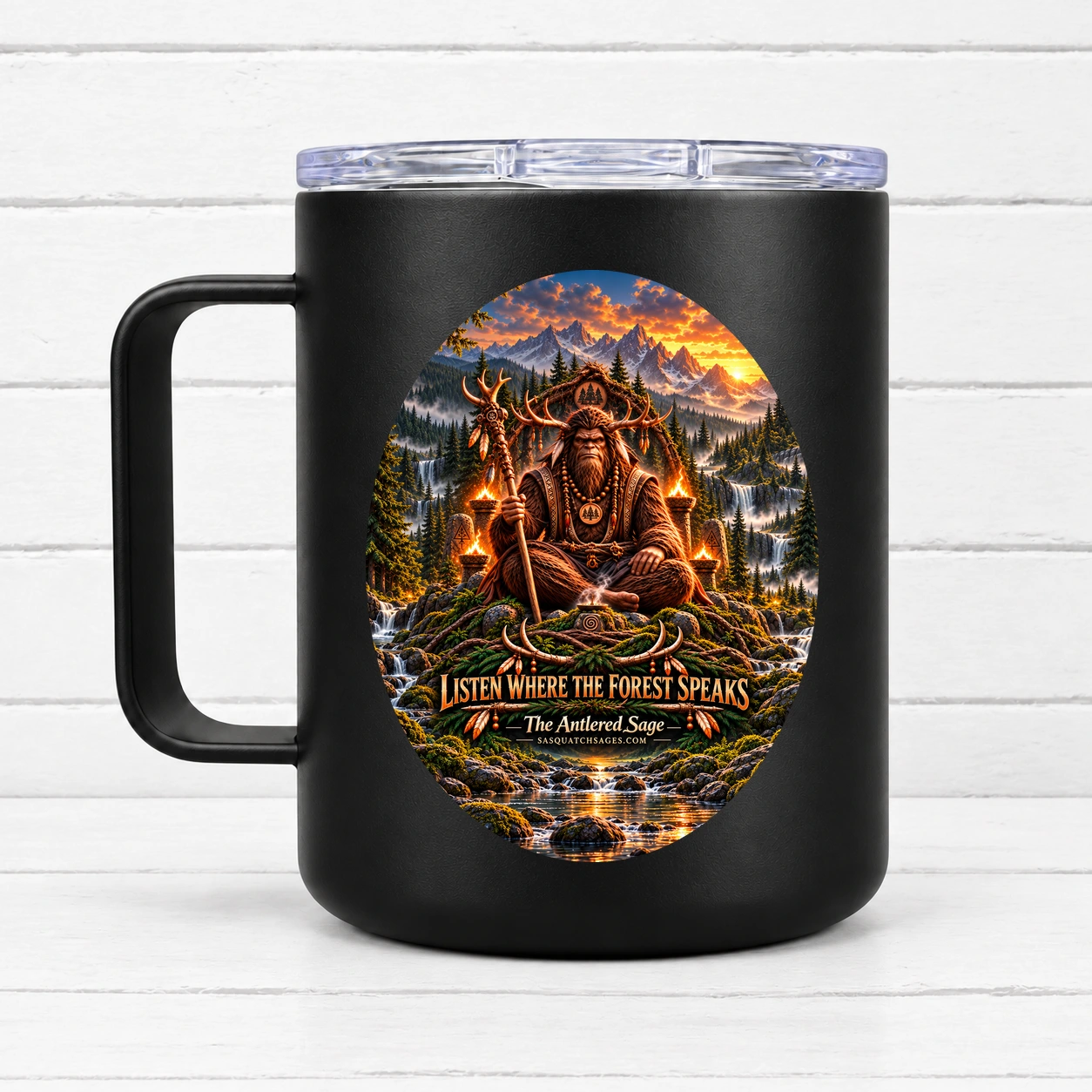 Antlered Sage — 12 oz Travel Coffee Mug