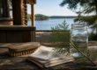 Plain porch cleaning supplies on weathered wood