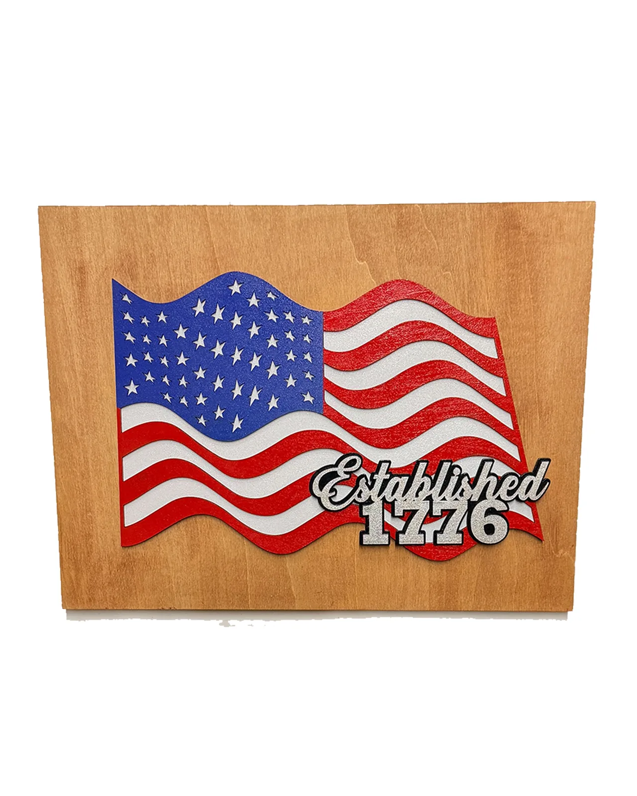 Traditional American Flag Handmade Layered Wood Patriotic Wall Art