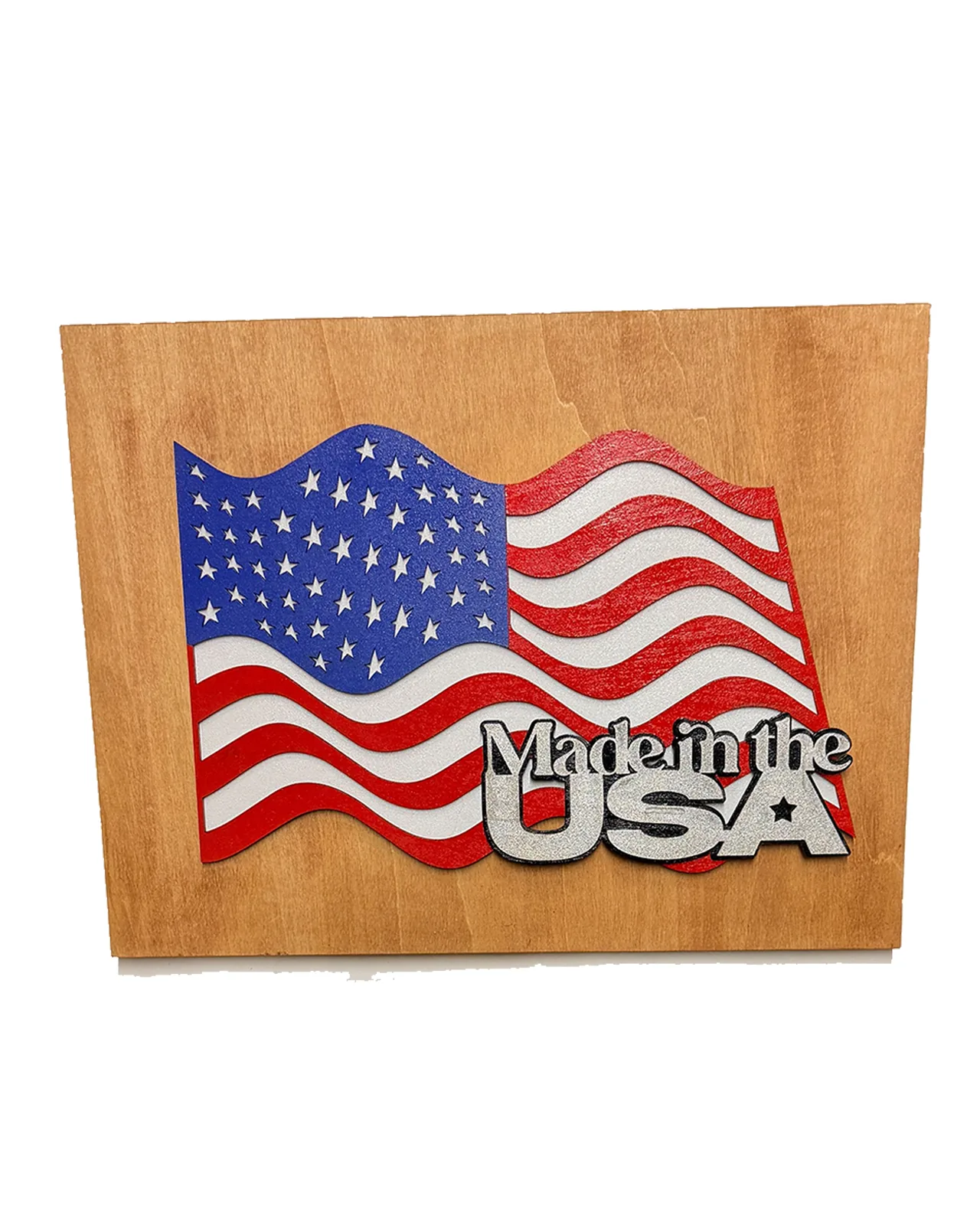 Traditional American Flag Handmade Layered Wood Patriotic Wall Art