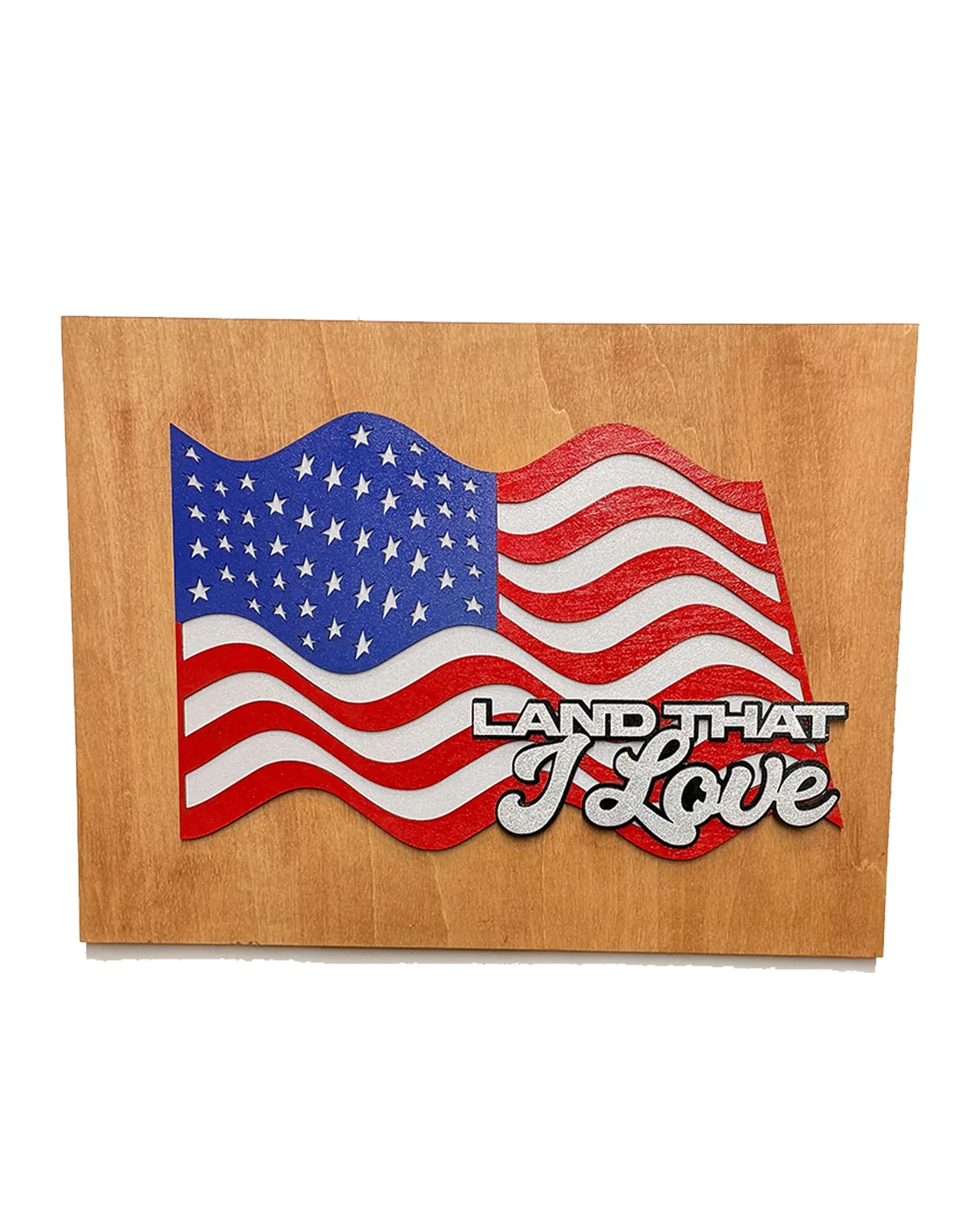 Traditional American Flag Handmade Layered Wood Patriotic Wall Art