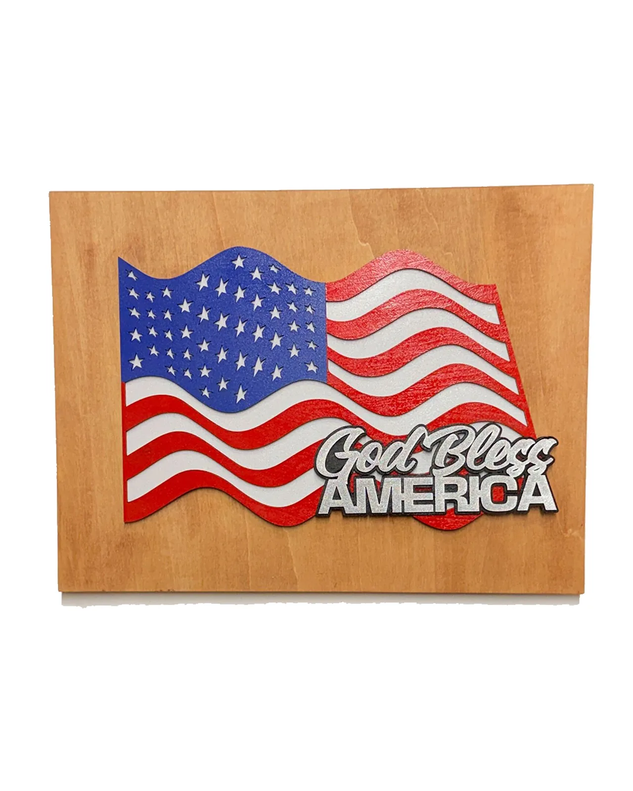 Traditional American Flag Handmade Layered Wood Patriotic Wall Art