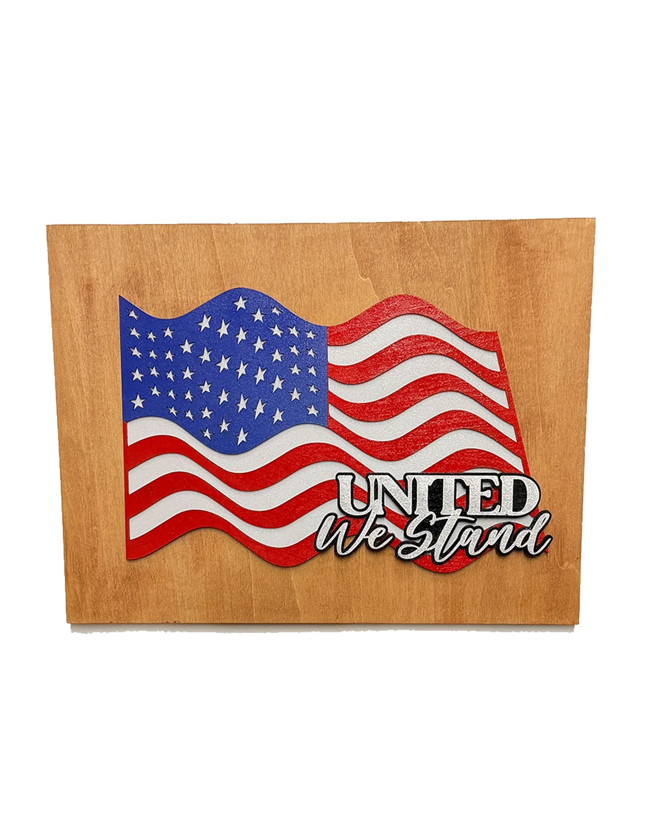 Traditional American Flag Handmade Layered Wood Patriotic Wall Art