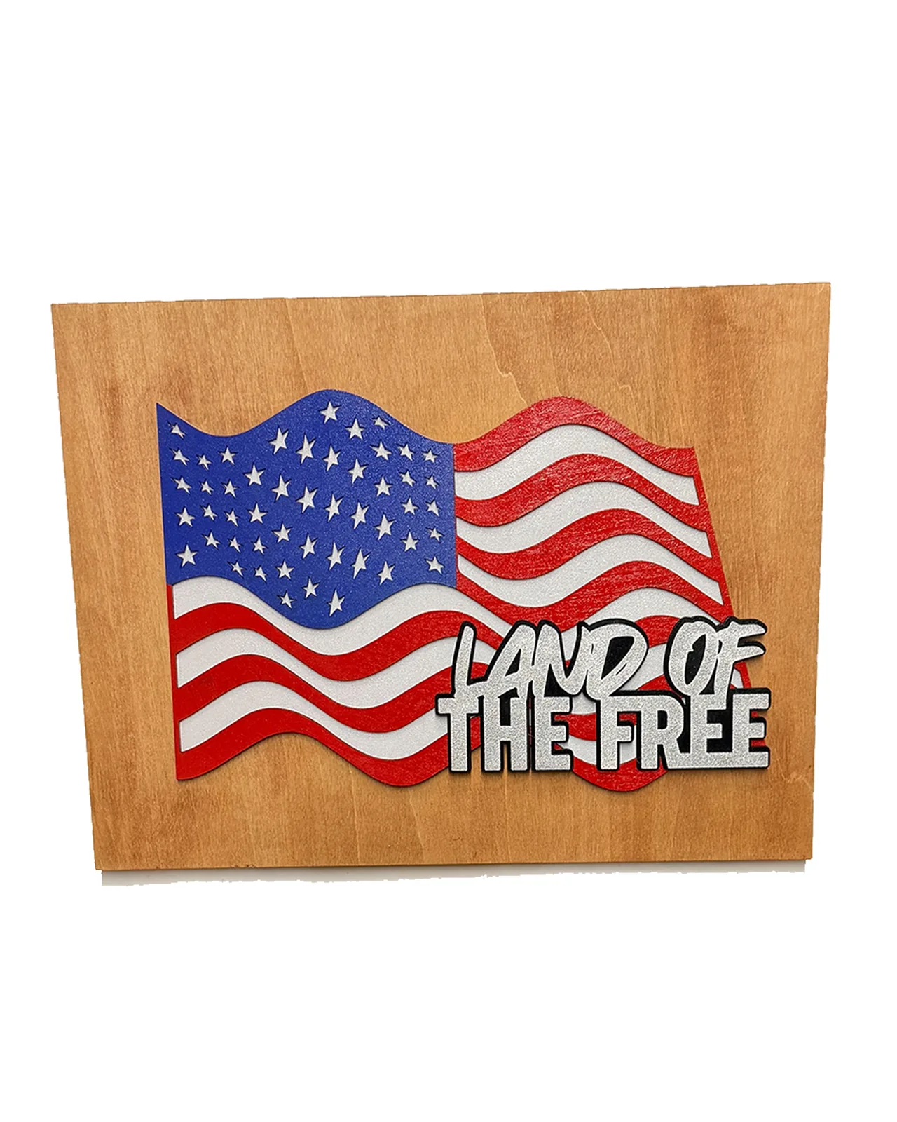 Traditional American Flag Handmade Layered Wood Patriotic Wall Art