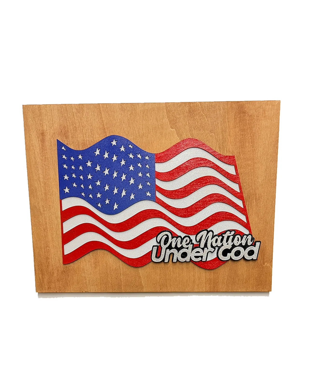 Traditional American Flag Handmade Layered Wood Patriotic Wall Art