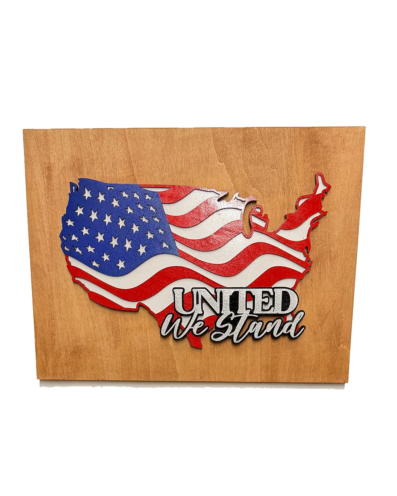 Traditional American Flag Handmade Layered Wood Patriotic Wall Art