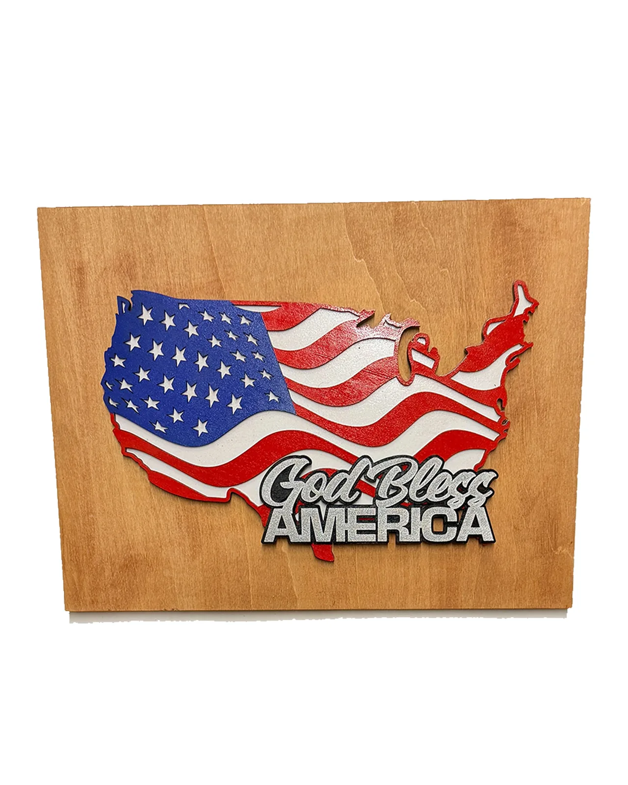 Traditional American Flag Handmade Layered Wood Patriotic Wall Art