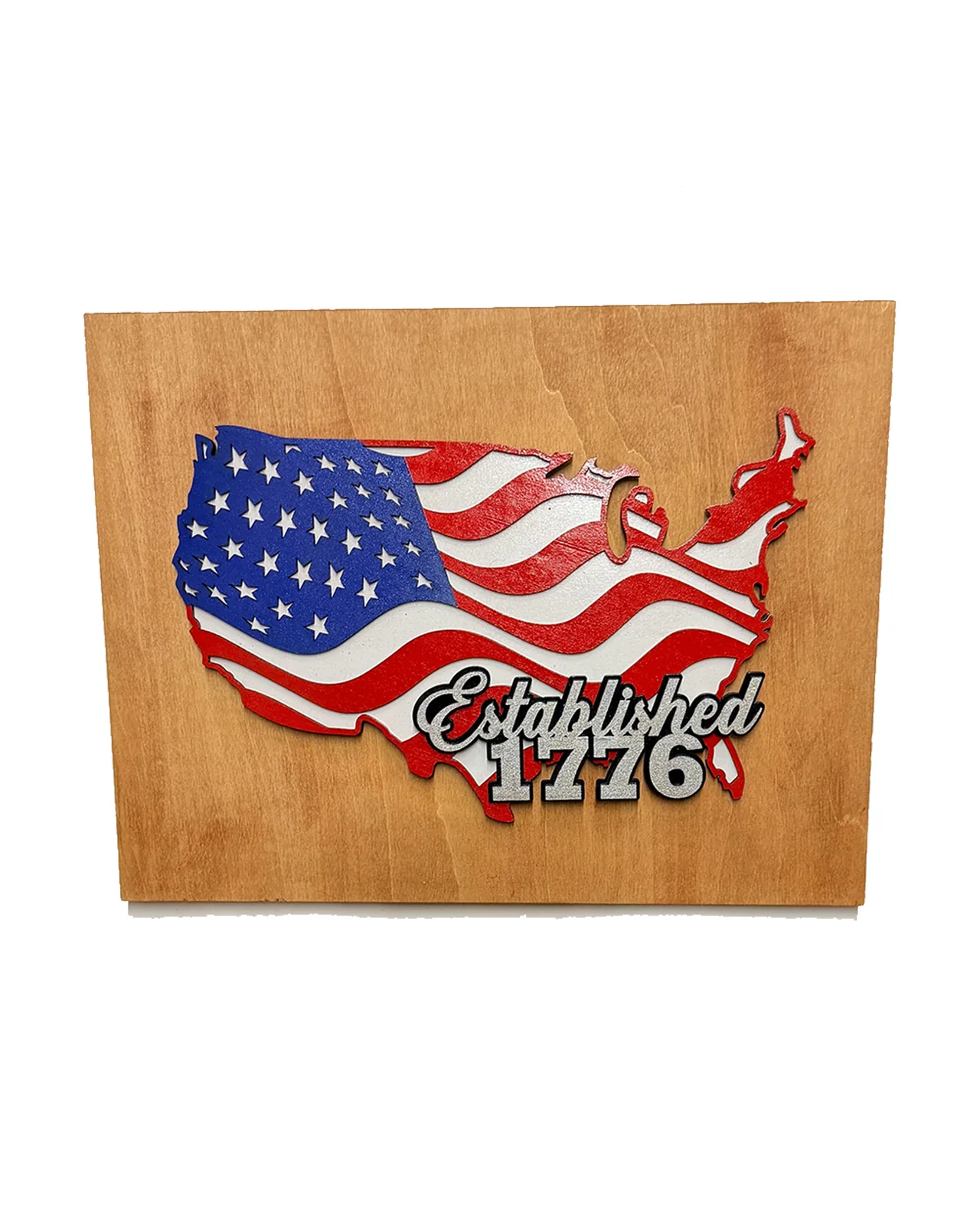 Traditional American Flag Handmade Layered Wood Patriotic Wall Art