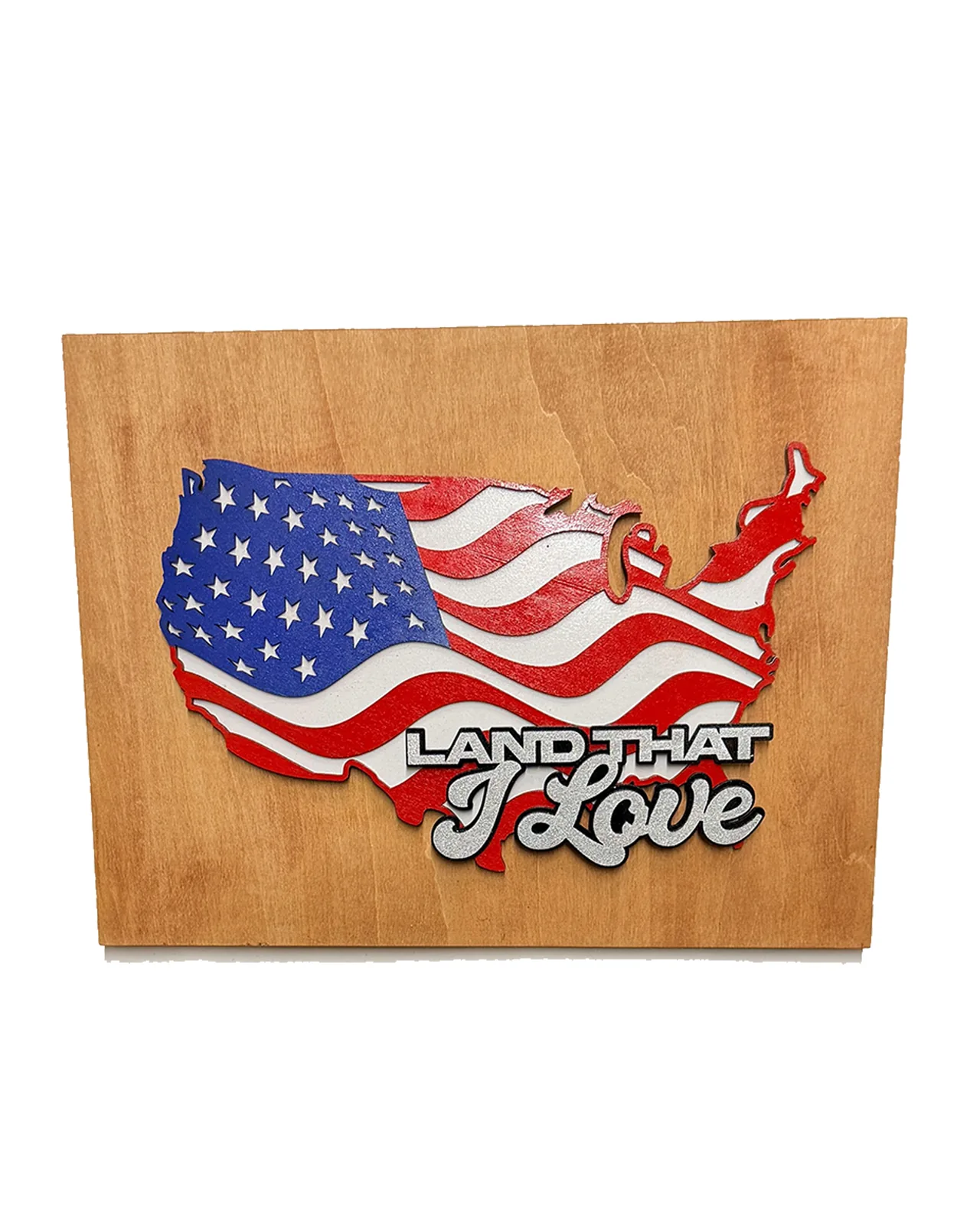 Traditional American Flag Handmade Layered Wood Patriotic Wall Art