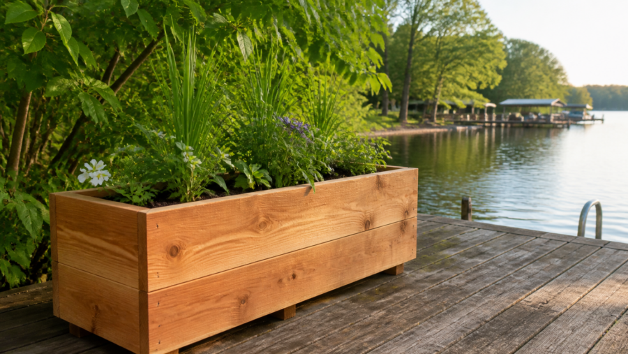 A simple wood planter box that fits a deck or dock | LOZ Woodworking