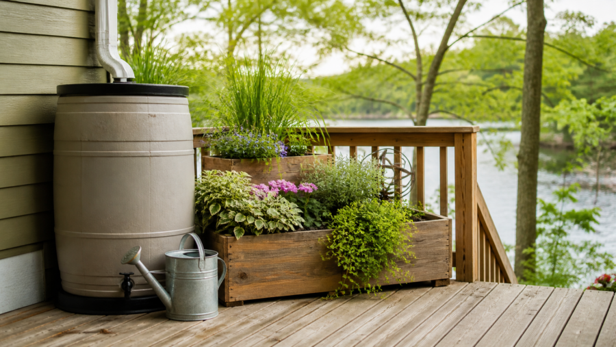 Simple ways to use rainwater around a container garden Simple ways to use rainwater around a container garden | LOZ Woodworking