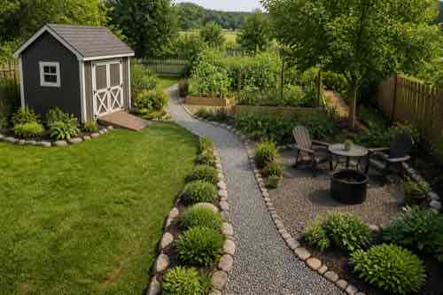 How Can You Make a Small Rural Yard Feel More Useful? Small rural yard organized into useful outdoor zones
