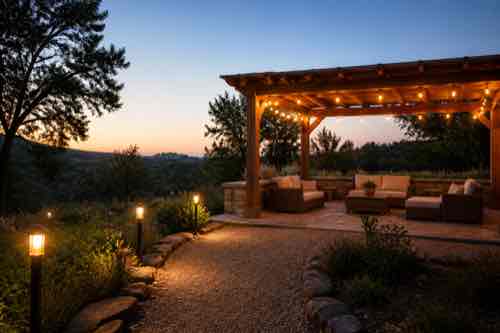 What Is the Best Way to Light a Rural Outdoor Seating Area? Low-glare lighting for a rural outdoor seating area