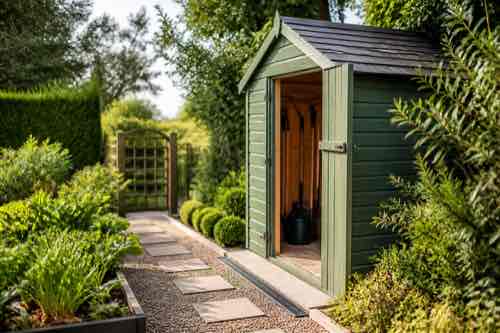 How Do You Choose a Location for a Garden Shed Near a Garden? Garden shed located beside a well-drained garden path