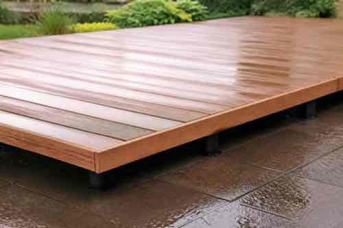 Outdoor wood project raised for drainage and airflow